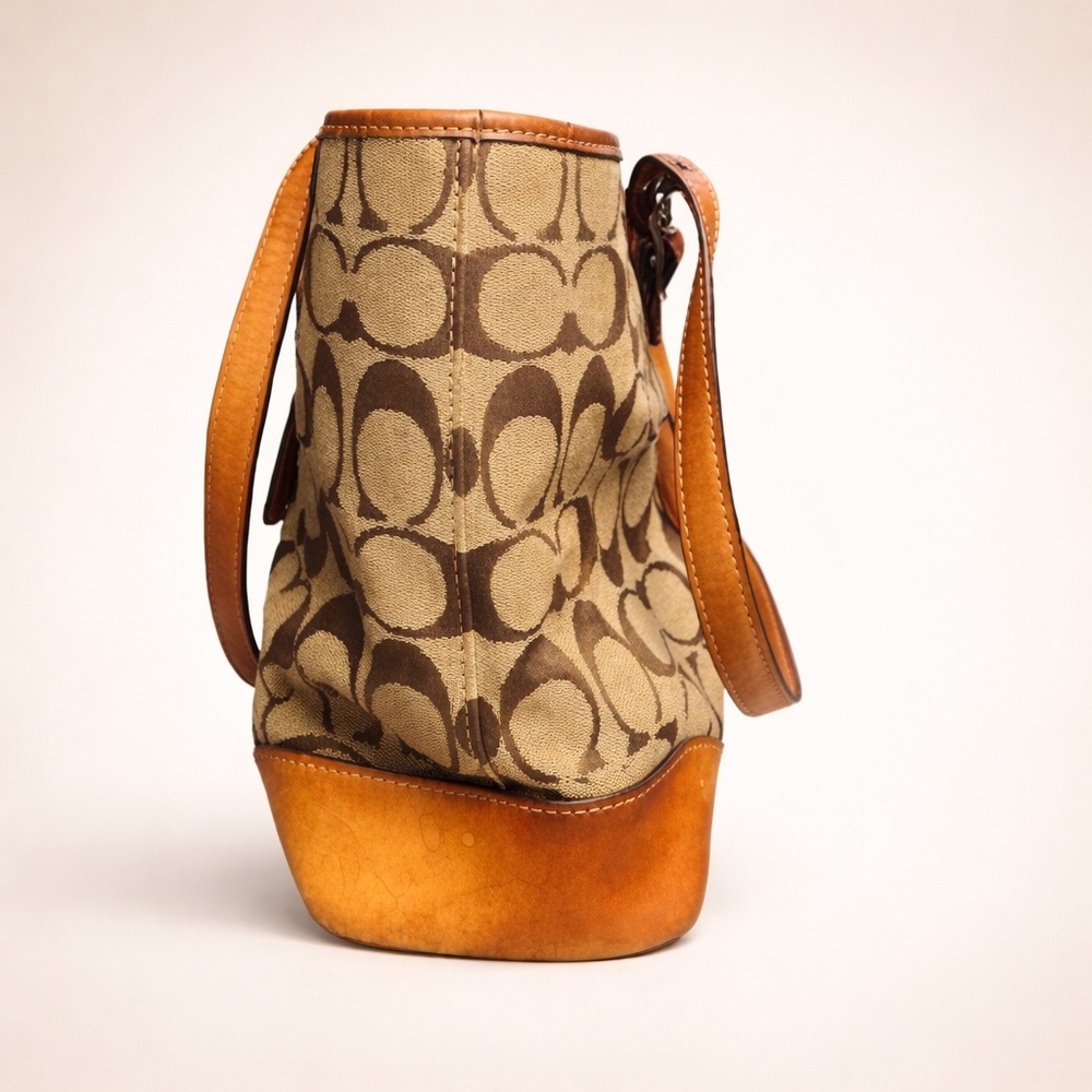 COACH Vintage Signature Canvas Leather Tote Bag | Style 6335 | GUC - Picture 5 of 11